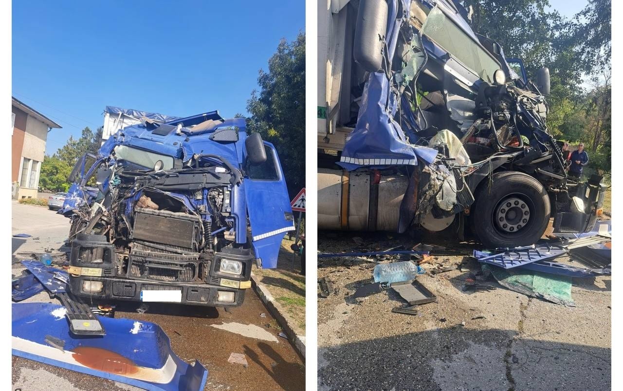 Два тежкотоварни автомобила са се ударили по пътя Плевен-Никопол, в