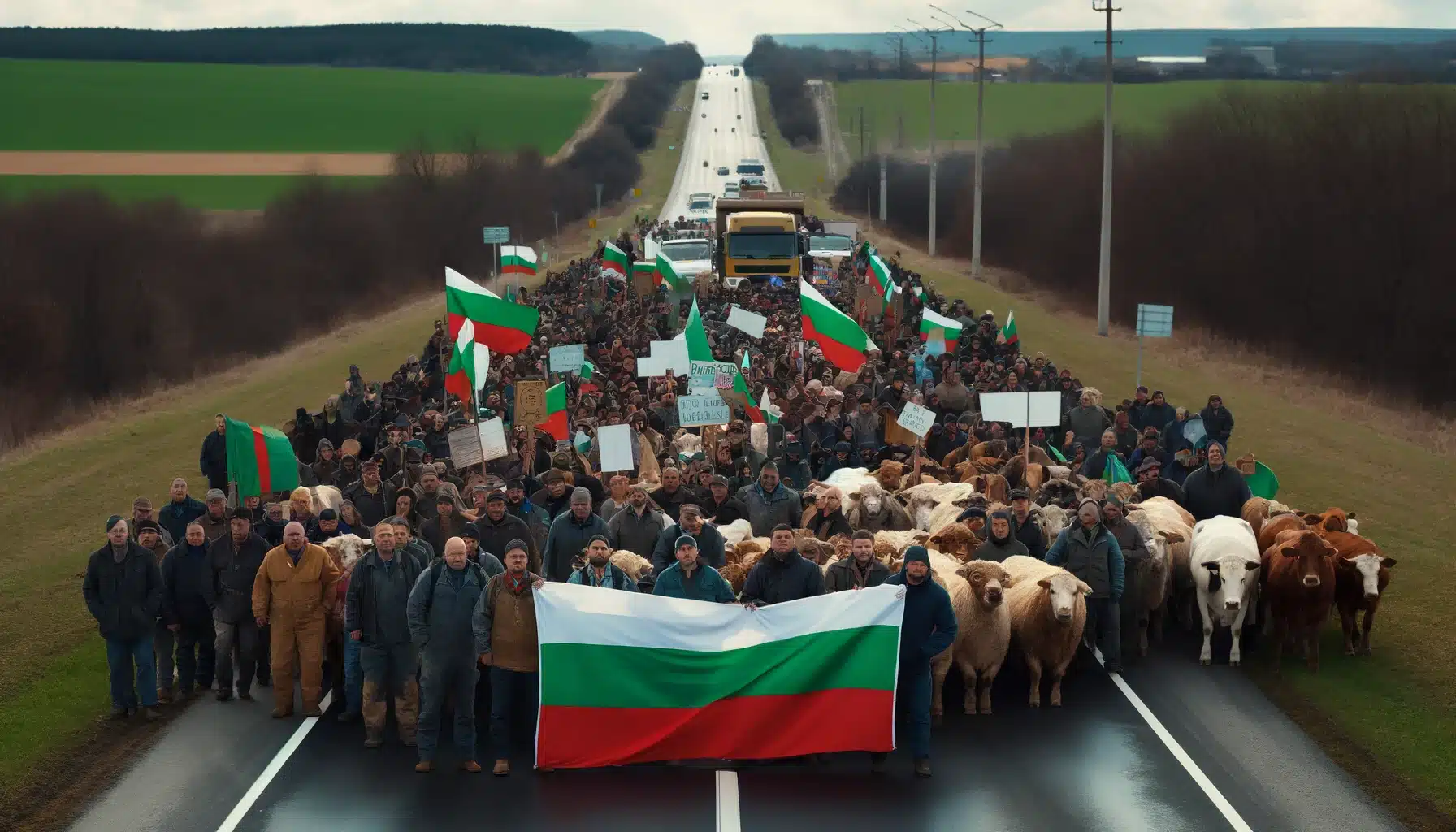 Мащабен протест на животновъдите блокира Подбалканския път София Бургас в района