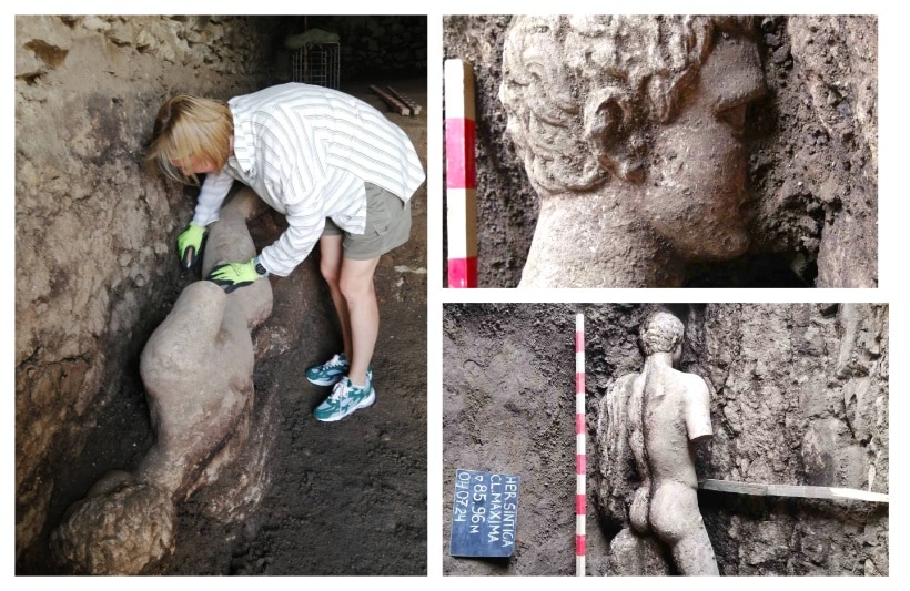 Археолози откриха за първи път цяла мраморна статуя на божество