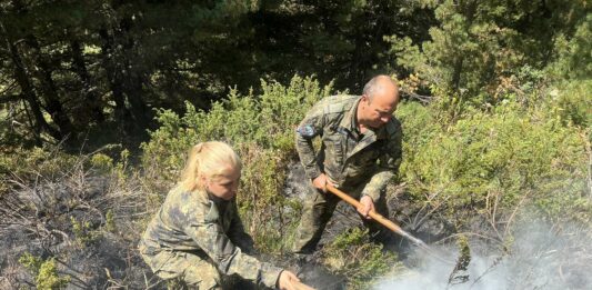 Гасенето на пожара в Рила