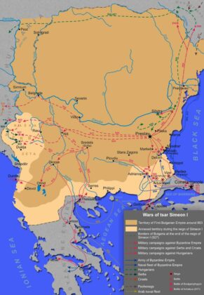 Карта на България по време на цар Симеон