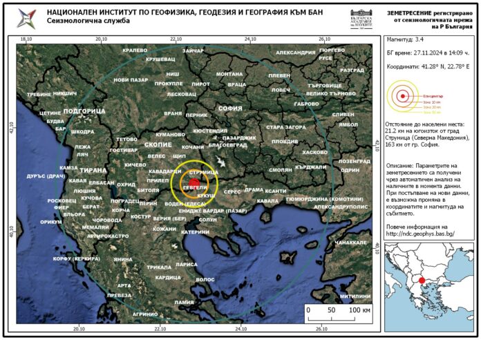 Земетресение край Струмица