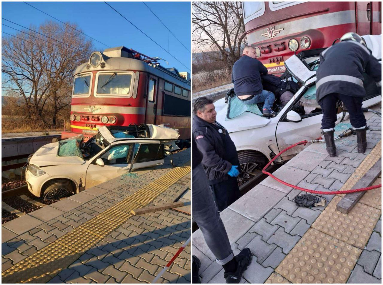 Вчера на железопътен прелез с включена звукова сигнализация и спуснати