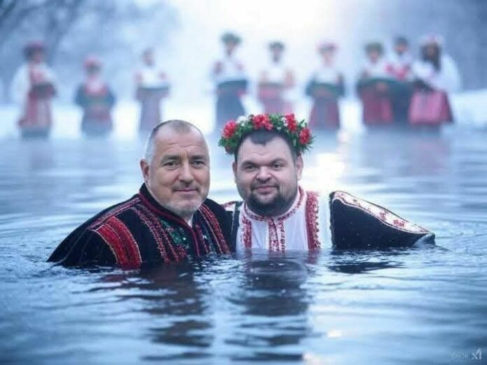 Бойко Борисов и Делян Пеевски на Йордановден влязоха в ледени води